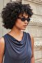 Women's Modal Combed Cotton Degaje Collar Sleeveless Blouse-Navy Blue - 6