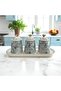 Maisone 3-Piece Embroidered Porcelain Jar Spice Rack Set – Storage Container with Stand and Lid - 2