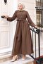 Tie Waist Hijab Dress Brown 2304 - 4