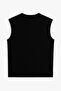 Men's Crew Neck Printed Black Sleeveless T-Shirt - 2
