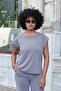 Women's Modal Silky Lycra Fabric Wide Zero Neck Off Shoulder T-Shirt Blouse-Anthracite - 3