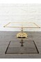 Glass 2-Pack Square Serving Plate-Presentation Plate-Speech Tray-Presentation Tray-Dump Gold Frame 22+27cm - 6