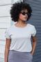 Women's Modal Combed Cotton Wide Zero Collar Off-Shoulder Epaulet Short Sleeve T-Shirt Blouse-Stone