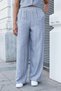 Women's Linen Look Lycra Free High Waist Elastic Waist Side Pockets Wide Leg Palazzo Trousers-Grey - 3