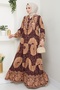 Mandala Pattern Burgundy Viscose Dress - 2