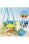 Blue Handle Green Mesh Large Size Lightweight Folding Beach Bag Toy Bag, Holiday Sea Beach