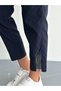 Women's Navy Blue Ankle Stone Detailed Lycra Woven Fabric Carrot Trousers - 7