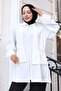 Drawstring Waist Zippered Short Cap White 3243