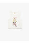 Cotton Sleeveless Crew Neck Printed Crop Tank Top