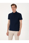 Navy Blue Slim Fit 100% Cotton Non-Curling American Pique Polo Collar Basic T-Shirt 50306154-Vr033 - 3