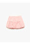 Ribbon Detailed Elastic Waist Gingham Balloon Skirt