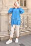 Buttoned Short Cap with Stone Detail on Pockets Blue 3241 - 3