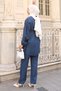 Stone Detailed Double Suit Indigo 4877 - 6