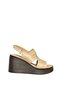 U555960303 Beige Genuine Leather Wedge Heeled Women's Shoes - 6