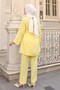 Stone Detailed Double Suit Yellow 4877 - 5