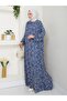 Front Gathered Viscose Dress - Indigo / E0130 - 3