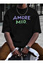 Unisex Amore Mio Printed Oversize Crew Neck T-Shirt