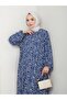 Front Gathered Viscose Dress - Indigo / E0130 - 5