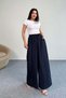 Kraşlı Elastic Waist Modal Wide Leg Palazzo Trousers - Navy Blue - 7