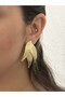 Serrated Plate Detail Leaf Earrings (Steel)