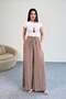 Kraşlı Elastic Waist Modal Wide Leg Palazzo Trousers - Mink