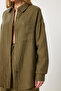 Oversize Muslin Shirt Trousers Set Khaki Lsa0014 - 4