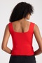 Red Square Collar Sleeveless Crop Women's Knitwear - 3