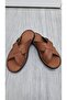 Genuine Real Leather Men's Slippers Summer Lightweight Anti-Sweat Slippers Leather Tan