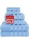 6-Piece Cotton Towels Premium Quality 600 GSM Super Soft Bath Towels - Sky Blue