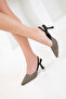 Black-Beige Women's Classic Heeled Shoes 20430 - 6