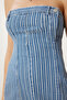 Women's Blue Bone Strapless Mini Denim Dress Yz00006 - 3