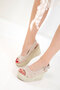 Beige Women's Wedge Heeled Shoes 20671 - 5