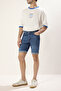 Indigo Slim Fit Tırmık Destroylu Denim Kot Şort TMNSS21SR0727 - 2
