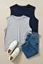 Basic Lacivert-Gri 2'li Paket Oversize/Geniş Kesim Pamuklu Kolsuz T-Shirt/Atlet TMNSS22AL0070