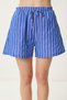 Women's Dark Blue Striped Casual Shorts Pb00036 - 4