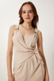 Women's Beige Strap Summer Mini Ayrobin Dress Gx00008 - 5