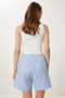 Women's Sky Blue Striped Casual Shorts Pb00036 - 6