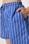 Women's Dark Blue Striped Casual Shorts Pb00036 - 5