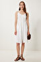 Women's Ecru Strap Buttoned Summer Ayrobin Dress Gx00007