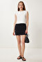 Women's Black Gathered Stretchy Mini Knitted Skirt Wf00131
