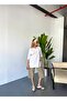 Women's High Waist Linen Look 100% Cotton Capri W204 - 2