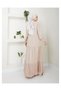 Lace Natural Fabric Button-Down Denim Dress Beige - 3