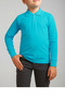 Unisex Children's Polo Neck Long Sleeve Turquoise T-shirt - 2