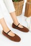 Women's Plush Rubber Detail Flat Sole Mary Jane Tedy Ballerinas - 2