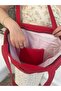 Red Lined, Pocketed, Suitable for Daily Use, Cloth, Fabric Bag, Arm and Shoulder Bag - 3