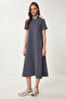 A-Line Summer Knitted Dress Anthracite Lub0005 - 2
