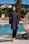 Quick Dry Tights Lycra Patterned Hijab Swimsuit 2517 - 3