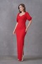 Red Crepe Fabric Double Breasted Collar Balloon Sleeve Design Slit Detailed Maxi Dress582853 - 5