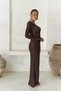 Anandra Bead Detail Brown Knitwear Long Dress - 4