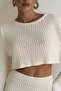 Wayhu Crew Neck Beige Knitwear Crop Skirt Suit - 6